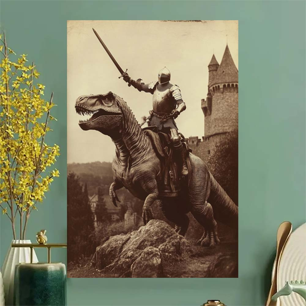 Home Decor Gothic - 1pc Dinosaur Knight Art Gothic Home