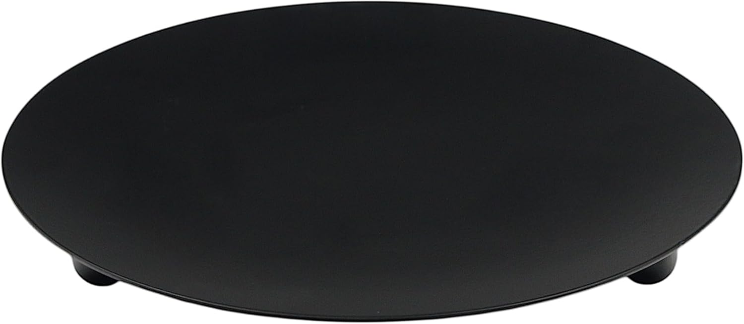 Home Decor Product - 7-Inch Black Iron Pillar Candle Plates