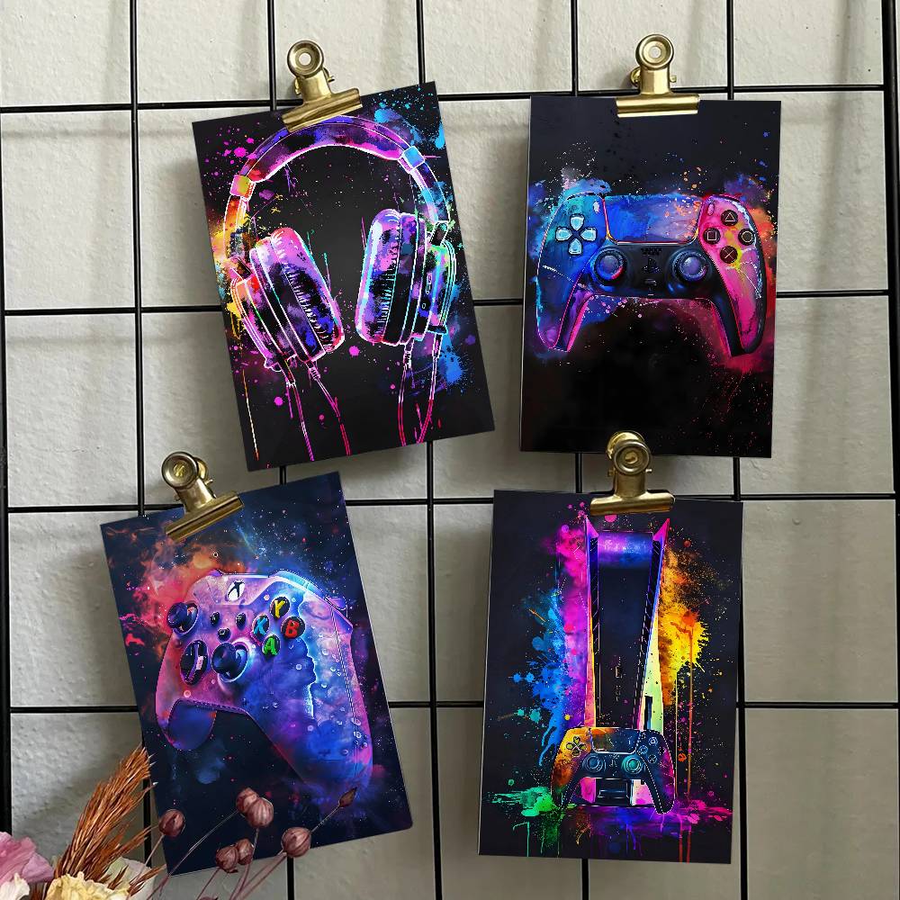 Home Decor Xbox Games - Watercolor Neon Video Game X-XBOX Poster