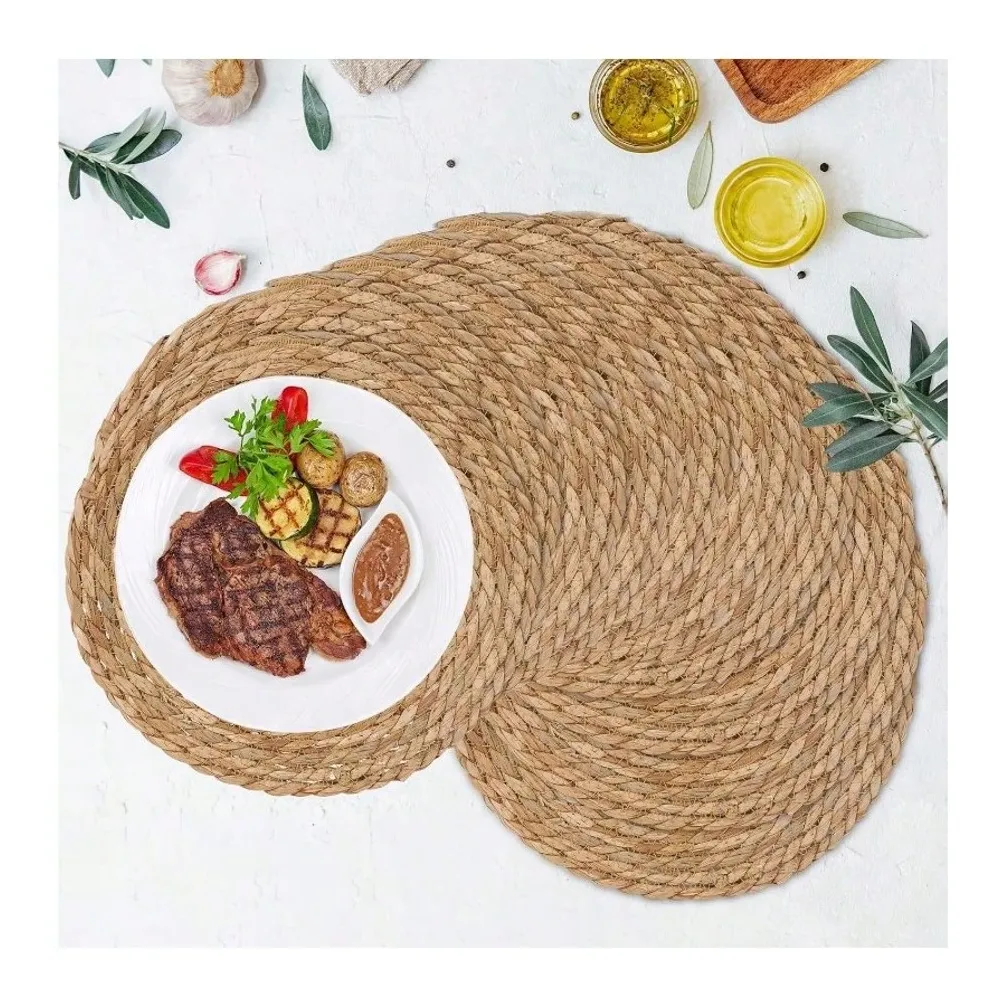 Home Decor Rattan - Pcs Bohemian Style Round Woven Placemats