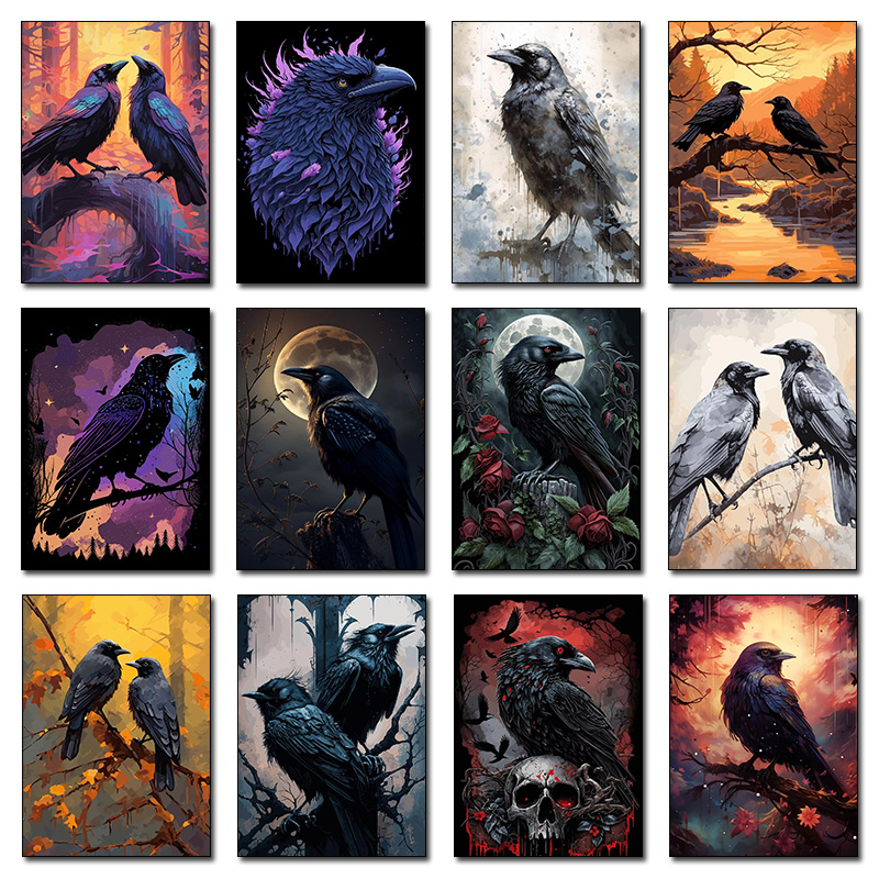 Home Decor Gothic - Gothic Skull Raven Horror Art Poster