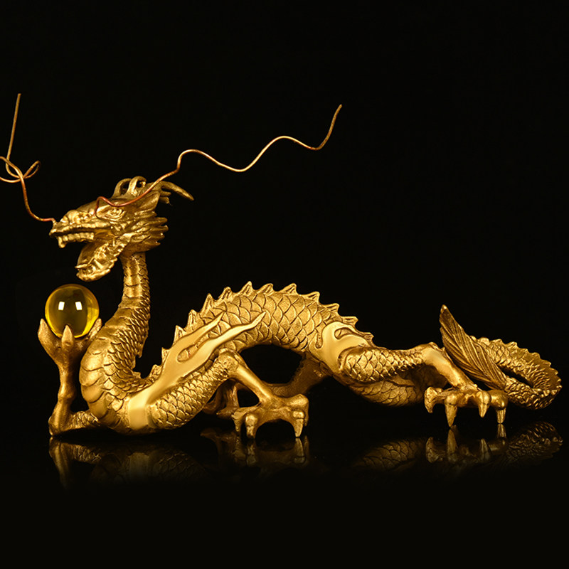 Home Decor Living - Copper Dragon Ornament Five-Clawed Golden Dragon