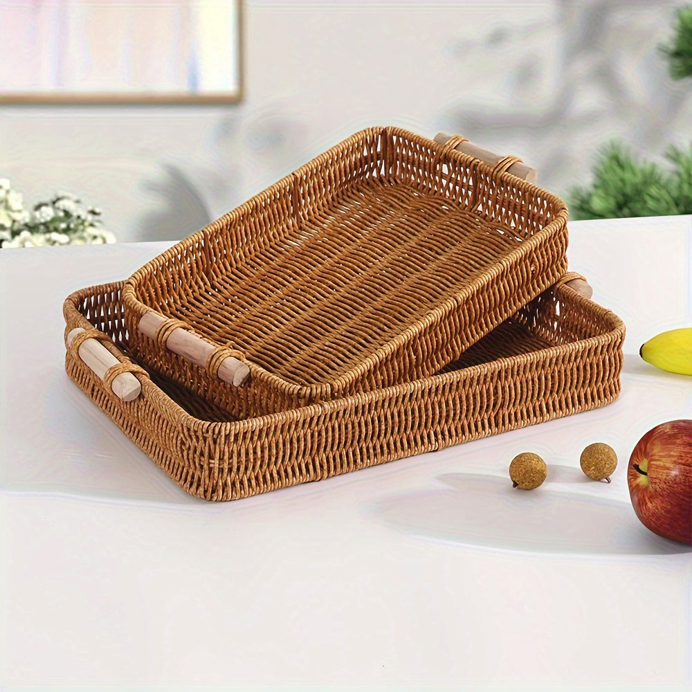 Home Decor Rattan - Hardness Rattan Wicker Woven Serving Baskets