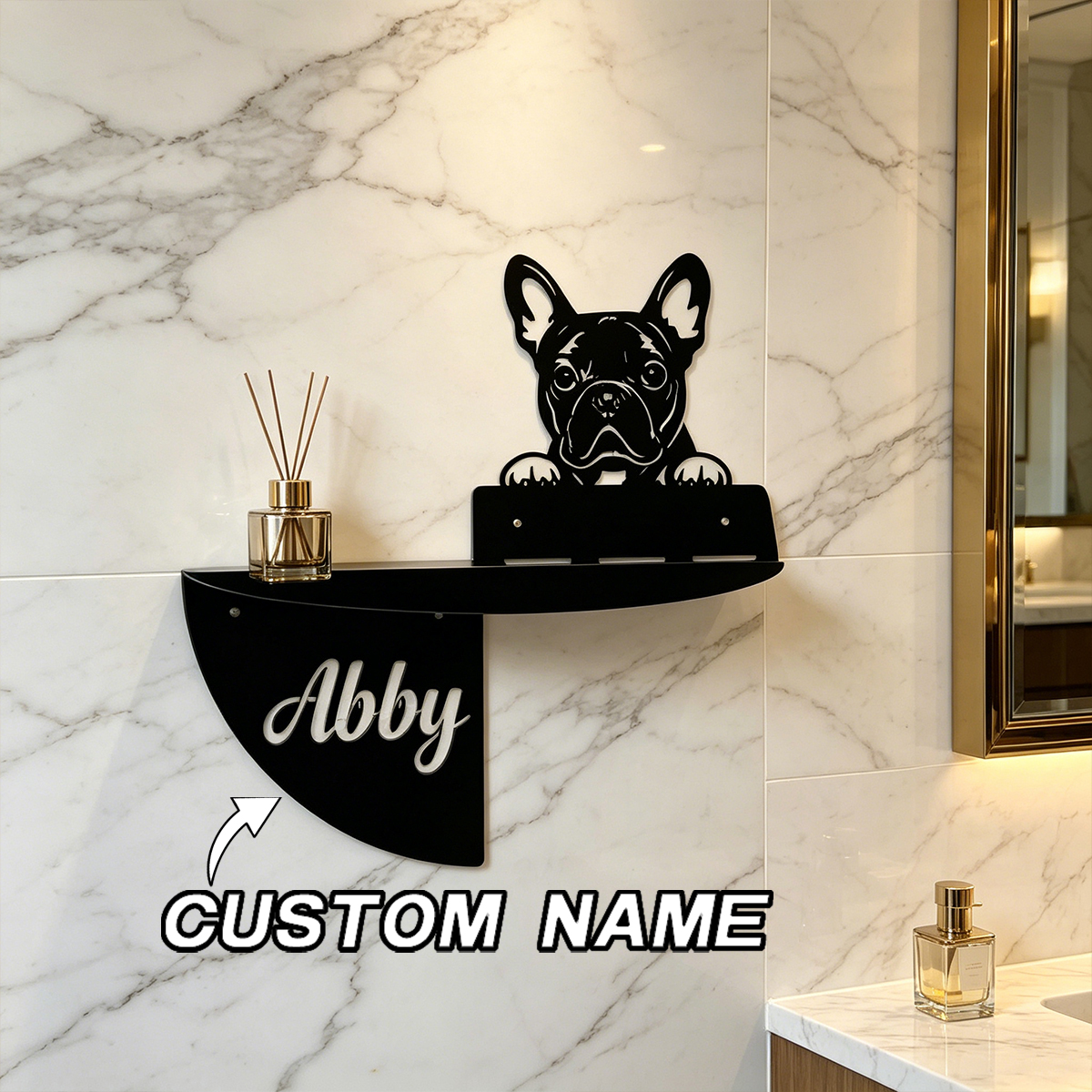 Home Decor Living - Personalized French Bulldog Metal Decor Shelf