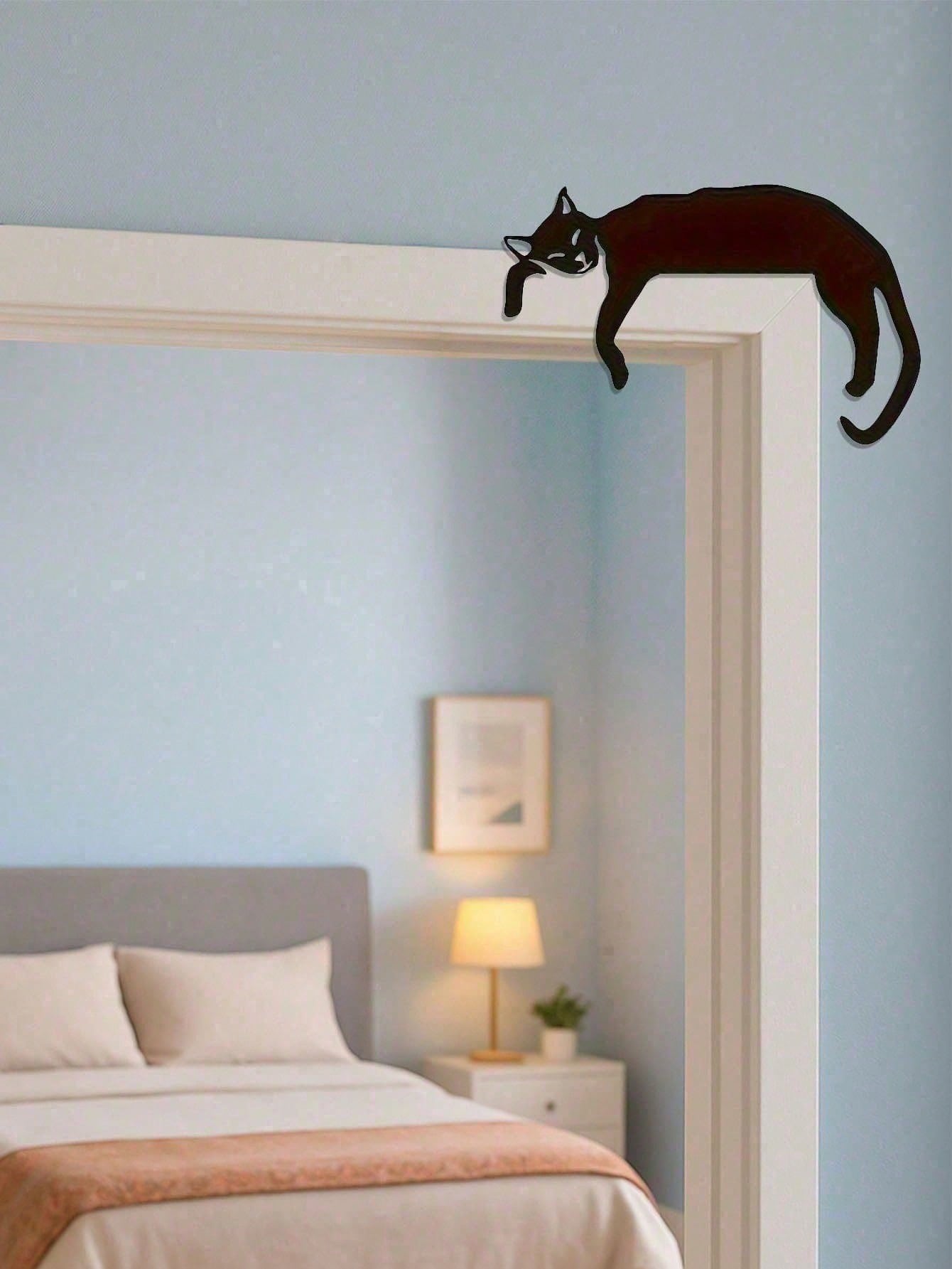 Home Decor Gothic - Gothic Black Cat Silhouette Wall Hanging