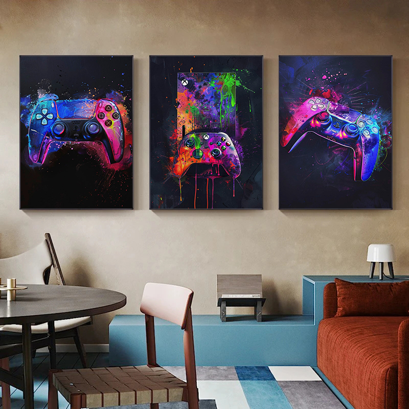 Home Decor Xbox Games - Watercolor Neon Video Game Posters XBOX