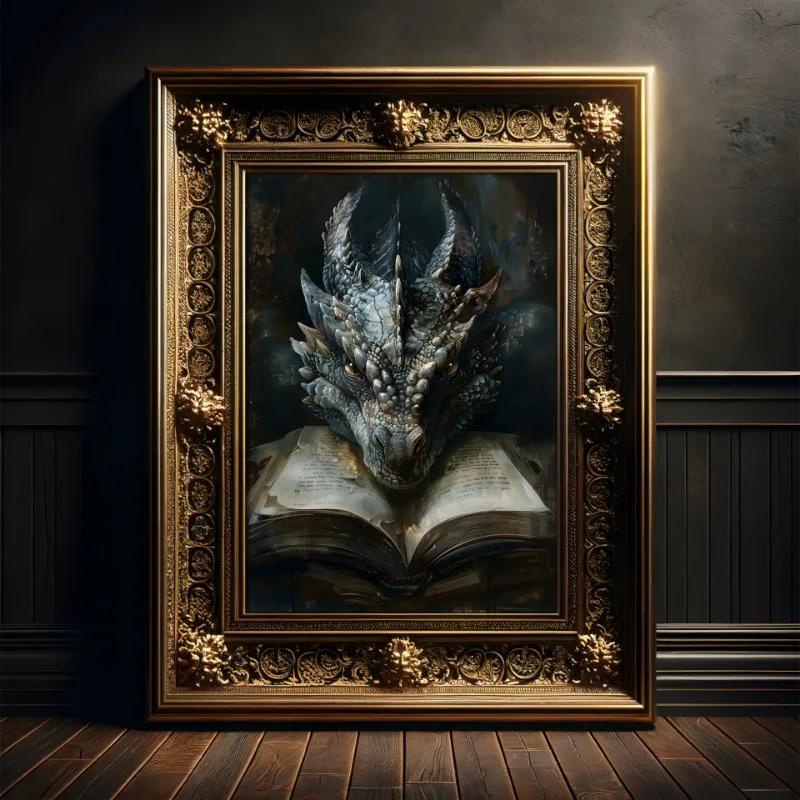 Large Dragon Reading Book Post - Home Decor Gothic avaliação e preço