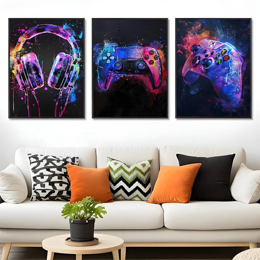 Watercolor Neon Video Game X-X - Home Decor Xbox Games avaliação e preço