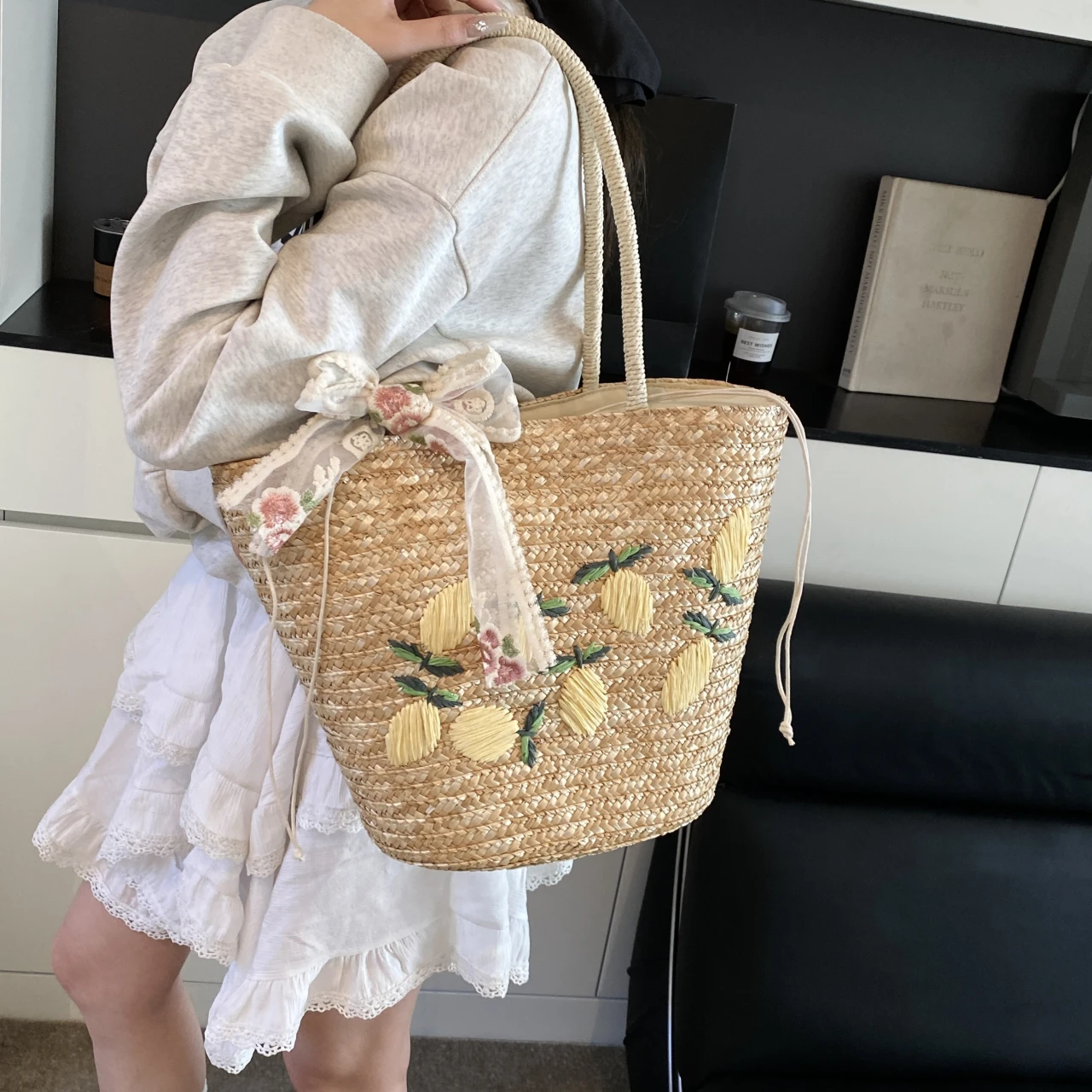 Large Capacity Beach Shoulder  - Home Decor Rattan avaliação e preço