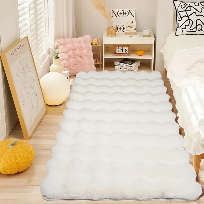 Fluffy Faux Rabbit Fur Carpet  - Cowhide Rug Faux avaliação e preço