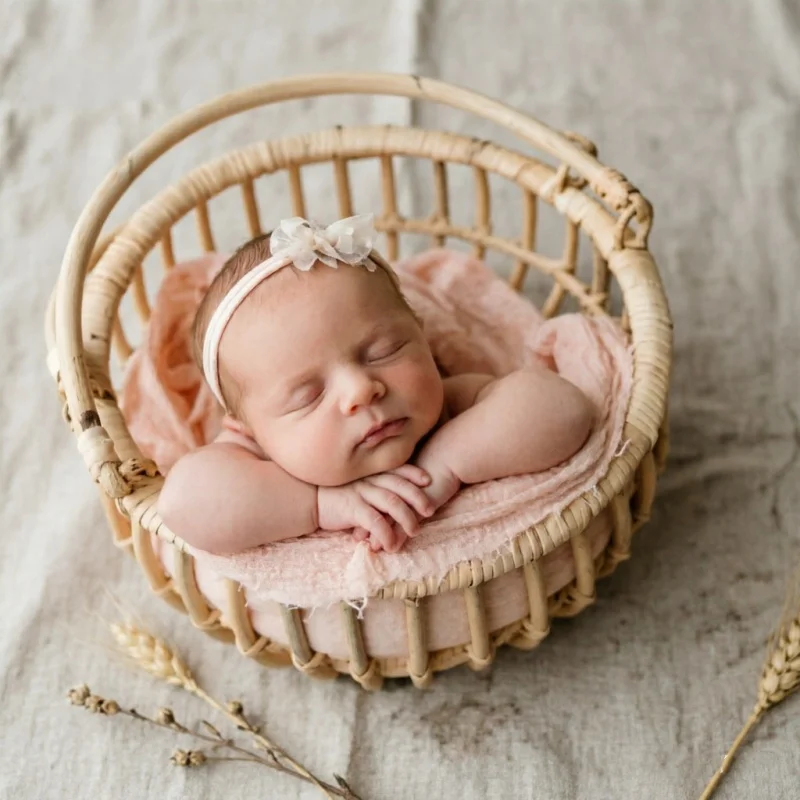 Infant Posing Bed Retro Rattan - Home Decor Rattan avaliação e preço