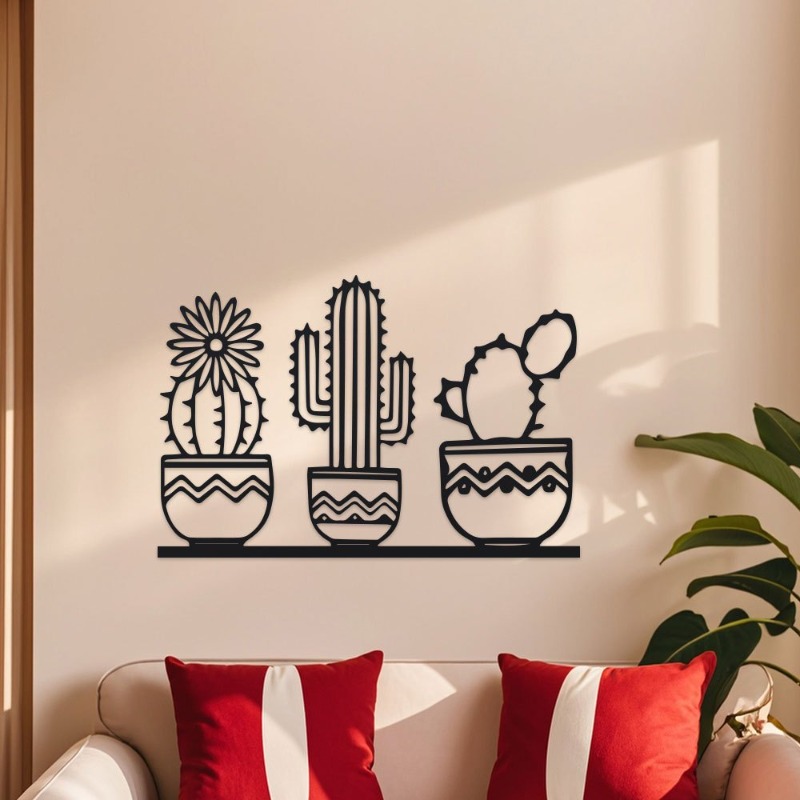 Rustic Cactus Metal Wall Decor - Home Decor Garden Ideas avaliação e preço