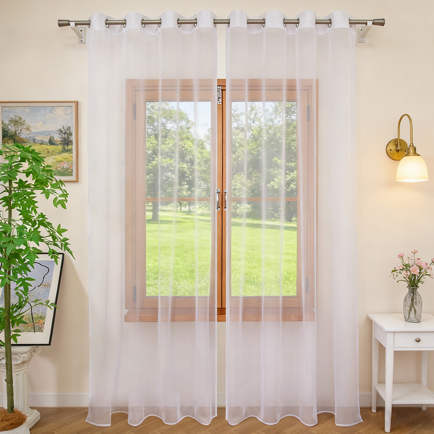 1PC White filter curtains soli - Home Decor Pt avaliação e preço