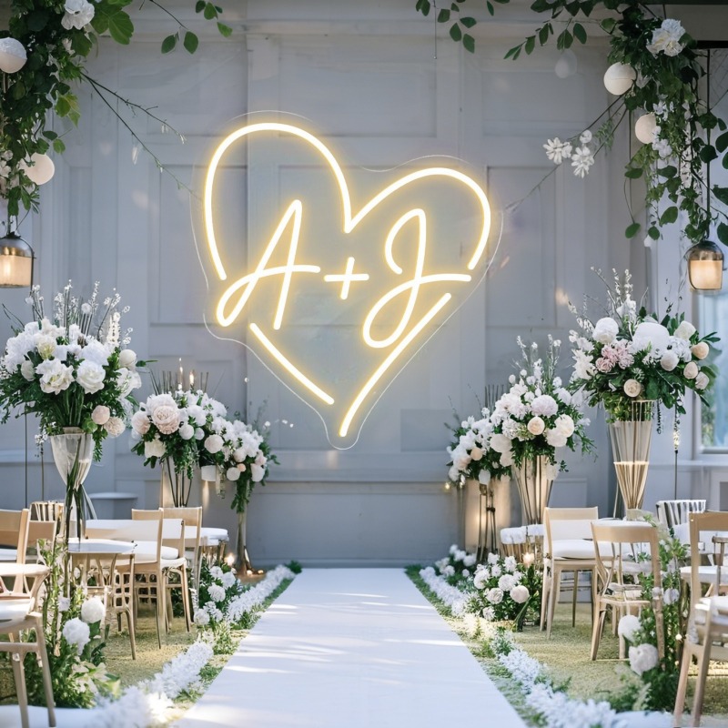 Custom Initials Heart LED Neon - Home Decor Product avaliação e preço