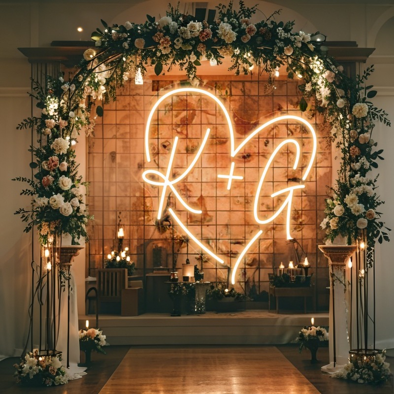Custom Initials Heart LED Neon - Home Decor Product avaliação e preço