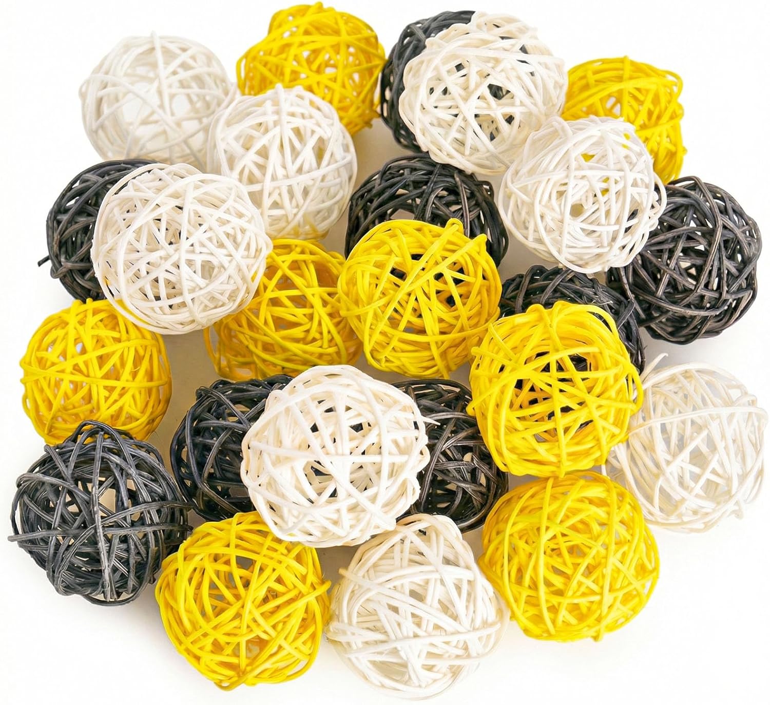 24Pcs Yellow Rattan Balls for  - Home Decor Rattan avaliação e preço