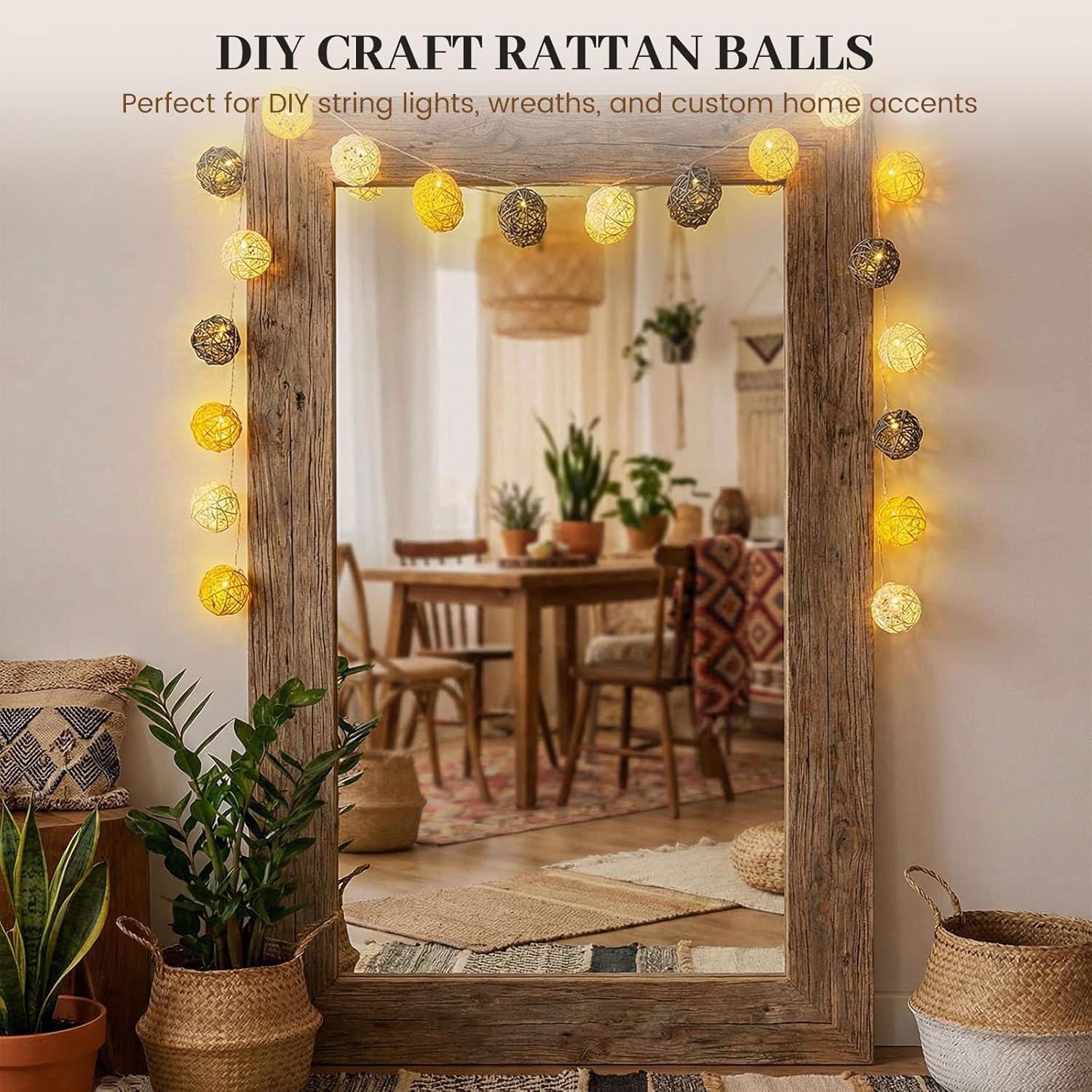 24Pcs Yellow Rattan Balls for  - Home Decor Rattan avaliação e preço