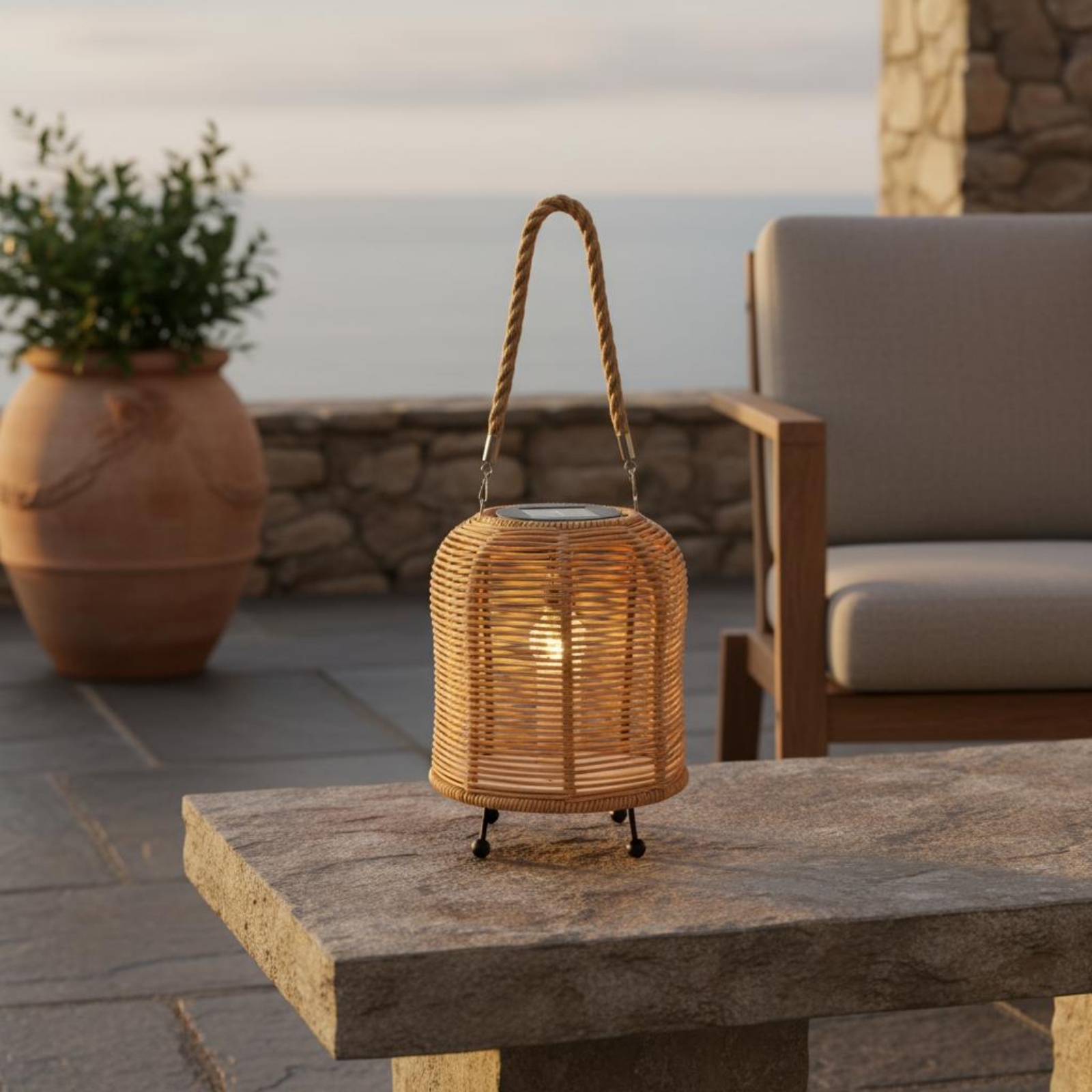 Handwoven Solar Lantern Warm L - Home Decor Rattan avaliação e preço