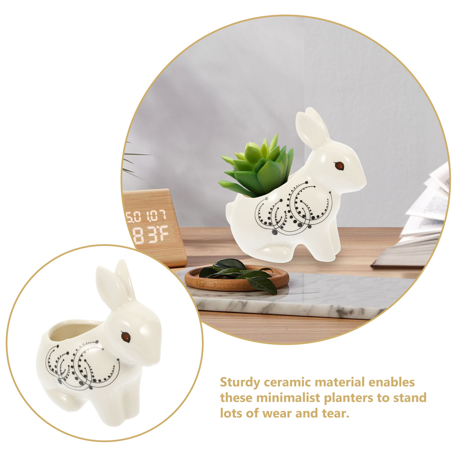 Rabbit Shaped Ceramic Flower P - Home Decor Garden Ideas avaliação e preço