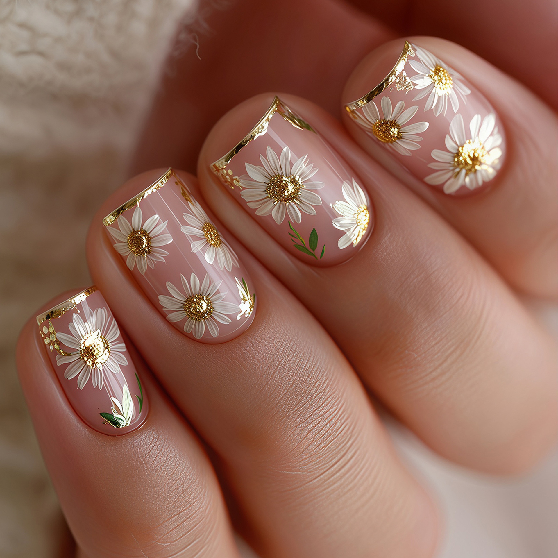 Short Square fake nails golden - Pressed Flower Frame avaliação e preço