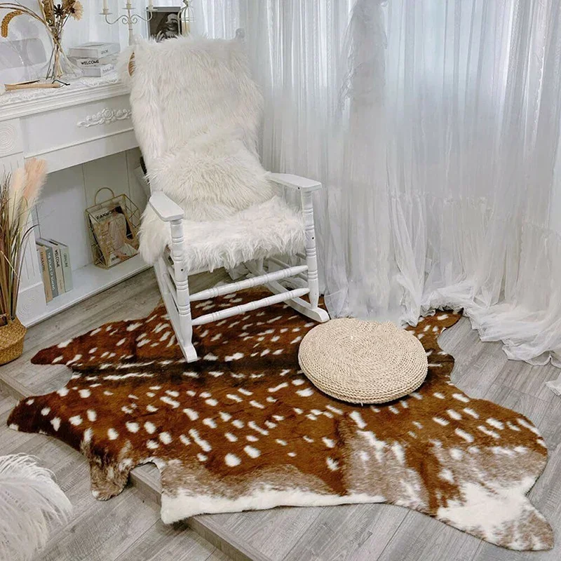 Faux Sika Deer Fur Rugs Imitat - Cowhide Rug Faux avaliação e preço