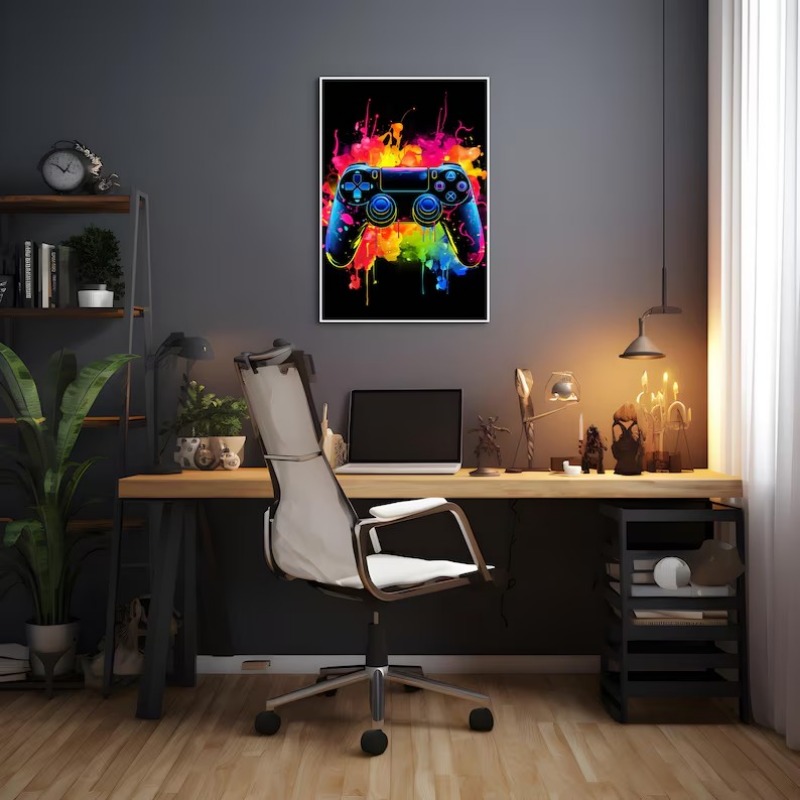Watercolor Neon Video Game Pos - Home Decor Xbox Games avaliação e preço