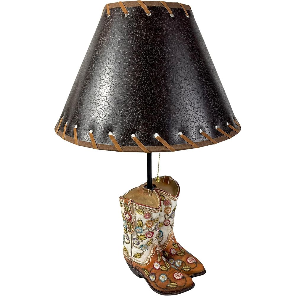 Western Cowboy Boot Table Lamp - Home Decor Living avaliação e preço