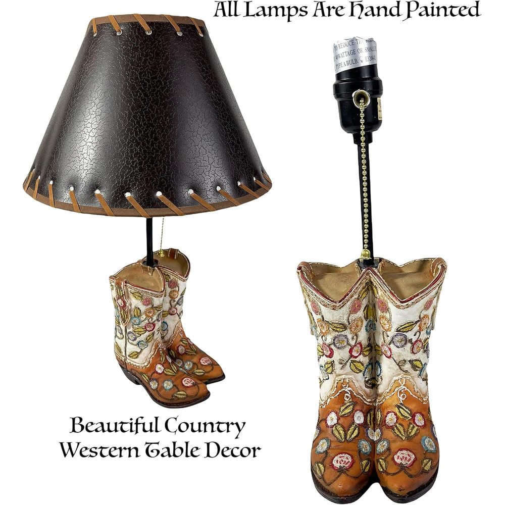 Western Cowboy Boot Table Lamp - Home Decor Living avaliação e preço