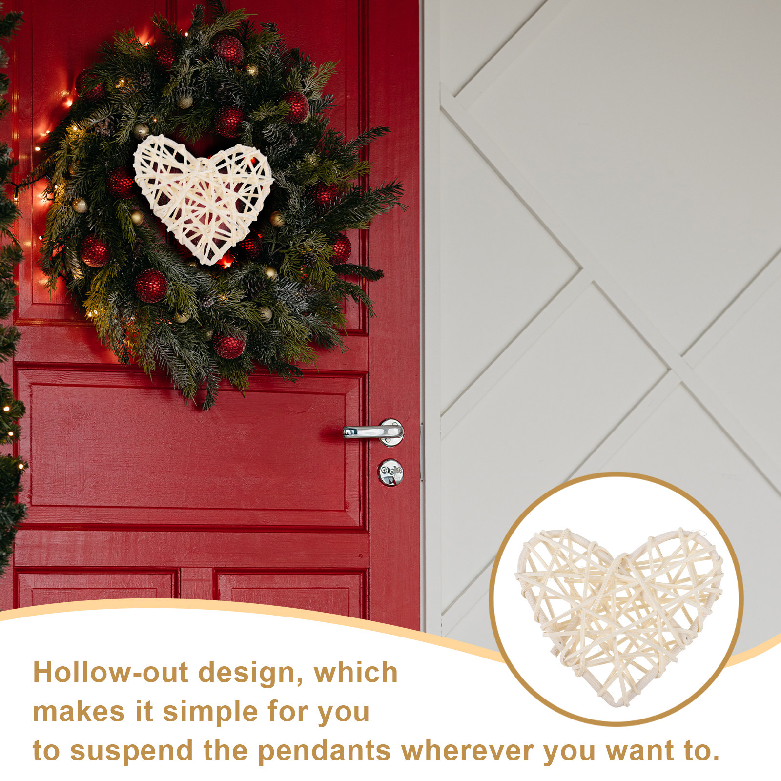 4Pcs Rattan Heart Shape Hangin - Home Decor Rattan avaliação e preço